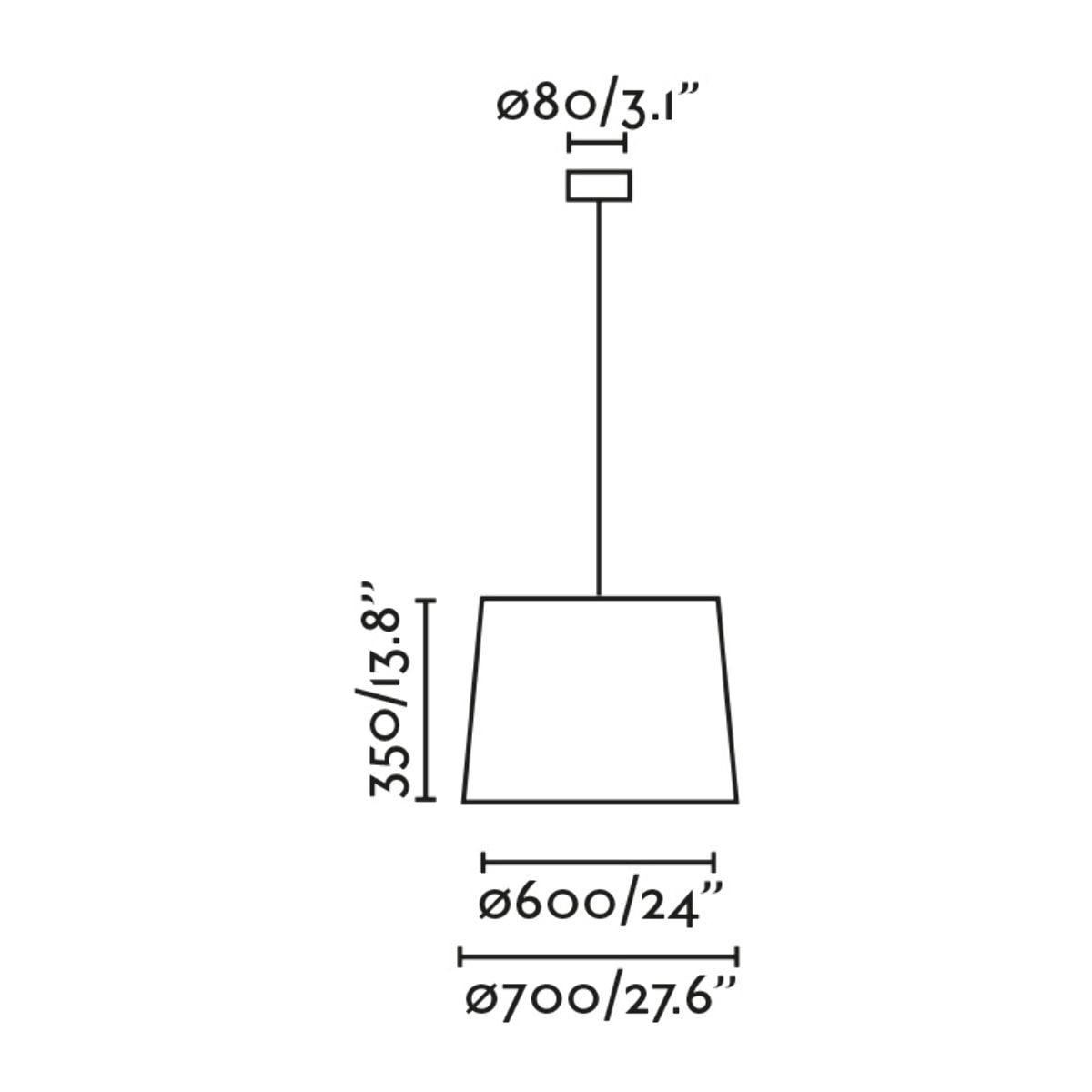 SAMBA 700 Lampe suspension simple noir/beige