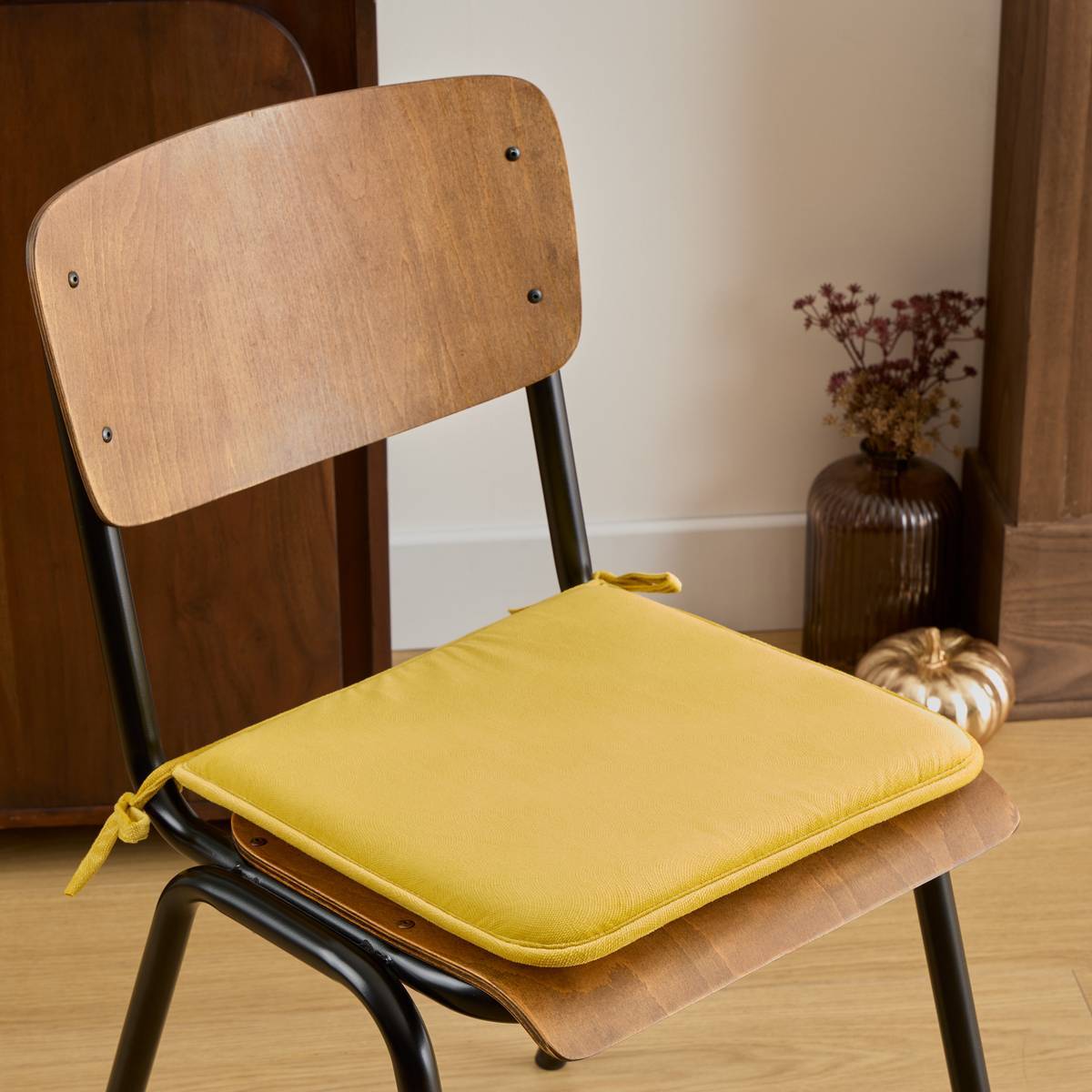 Galette de chaise Lilou ocre 38x38cm