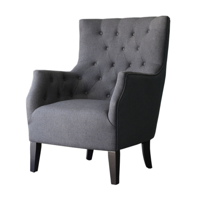 Fauteuil Scandinave Tissu "Duchesse" - 76 x 83 x 100,5 cm - Gris