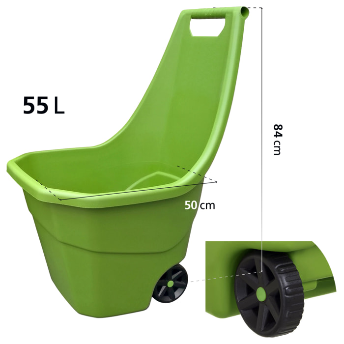 Carro de jardin Prosperplast "Load & Go" 55 L en color verde