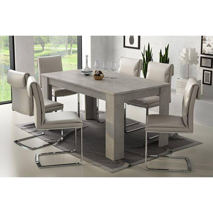 Tavolo per sala da pranzo estensibile, Consolle allungabile, Tavolo moderno con allunghe, cm 160/220x88h80, colore Cemento