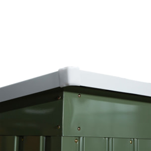 Cobertizo de Jardín 213x130x172 cm Base de 2,1 m² Caseta de Exterior Metálica para Almacenamiento de Herramientas con 2 Puertas Correderas y 2 Ventanas Verde