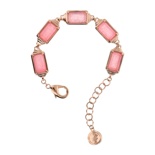 Bracciale con Pietre Naturali Rettangolari di Quarzo Rosa Scuro