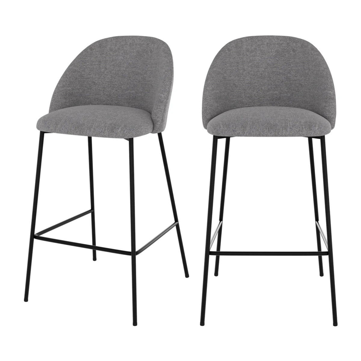 Lot de 2 chaises pour îlot central 66 cm en tissu chiné gris foncé - Karl