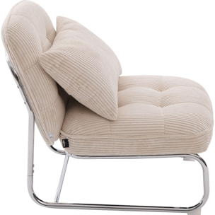 Fauteuil en velours côtelé et piètement chromé - MARVIN