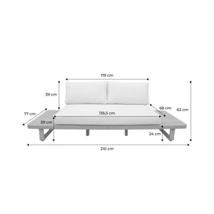 Banquette de jardin bois d'acacia et aluminium 2 places ACALIA LATIKA