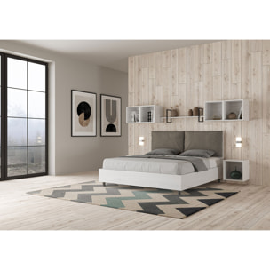 Lit sans sommier 160x190 avec coussins similicuir cappuccino Egos Antea