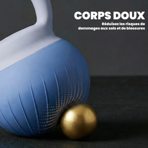 Kettlebell  8 Kg - poignée ergonomique antidérapante - revêtement souple - bleu