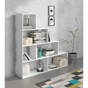 Libreria Design Zig Zag Scaffale Mensola Moderna 6 Vani A Giorni Ripiani Mobile Libri per Soggiorno Salotto Camera Studio 143x144.9x27.9 Cm Bianco