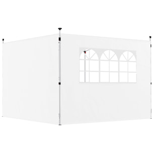 Parois latérales pour tonnelle 3x3m avec fenêtre polyester blanc