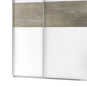 Armario Brike 180 2 puertas correderas Blanco Artik (Blanco Mate) – Roble Alaska
