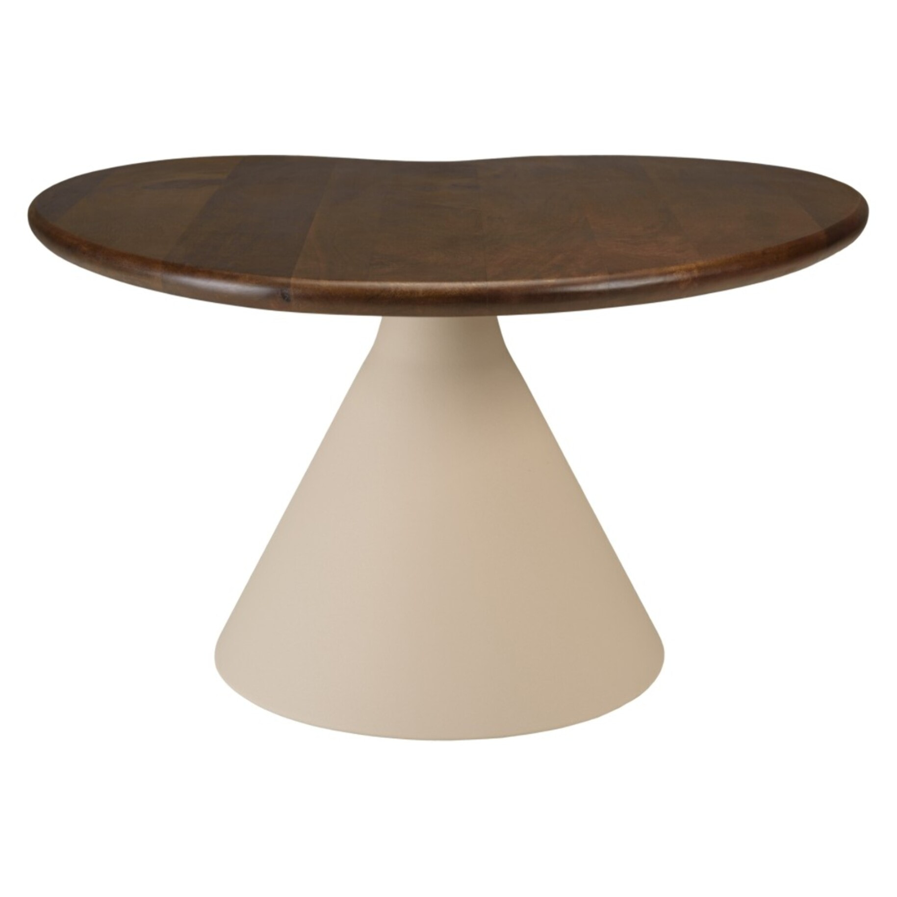 JAMES - Table basse ovoïde plateau en manguier pied en métal ivoire JAMES