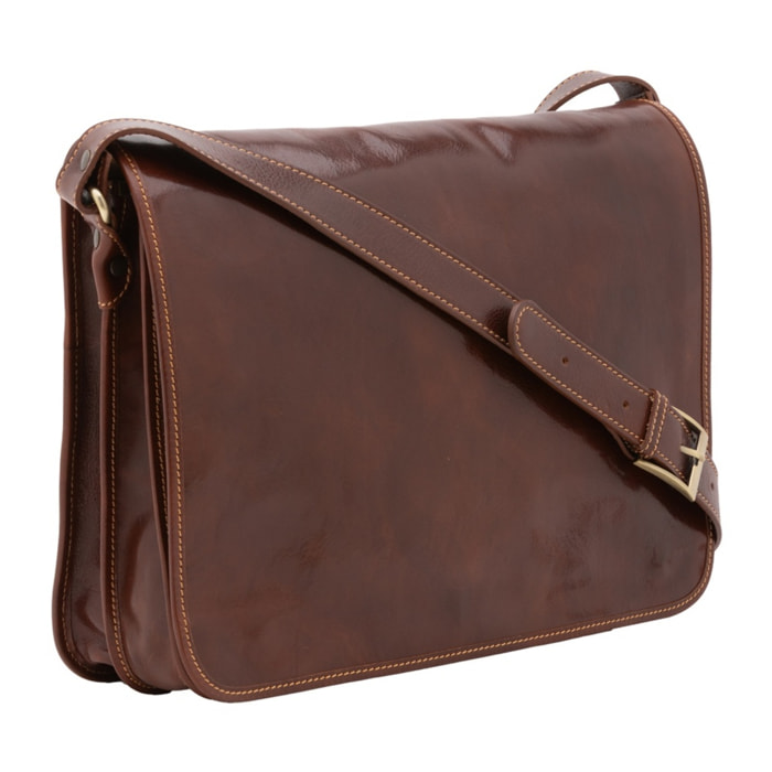Borsa a tracolla uomo in vera pelle - Modello False - Made in Italy - 30.0 x 38.0 x 12.0 cm