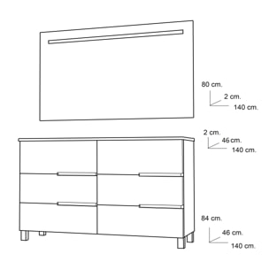 Ensemble de salle de bain MEMPHIS 6C Alday, 140cm, Bois Naturel