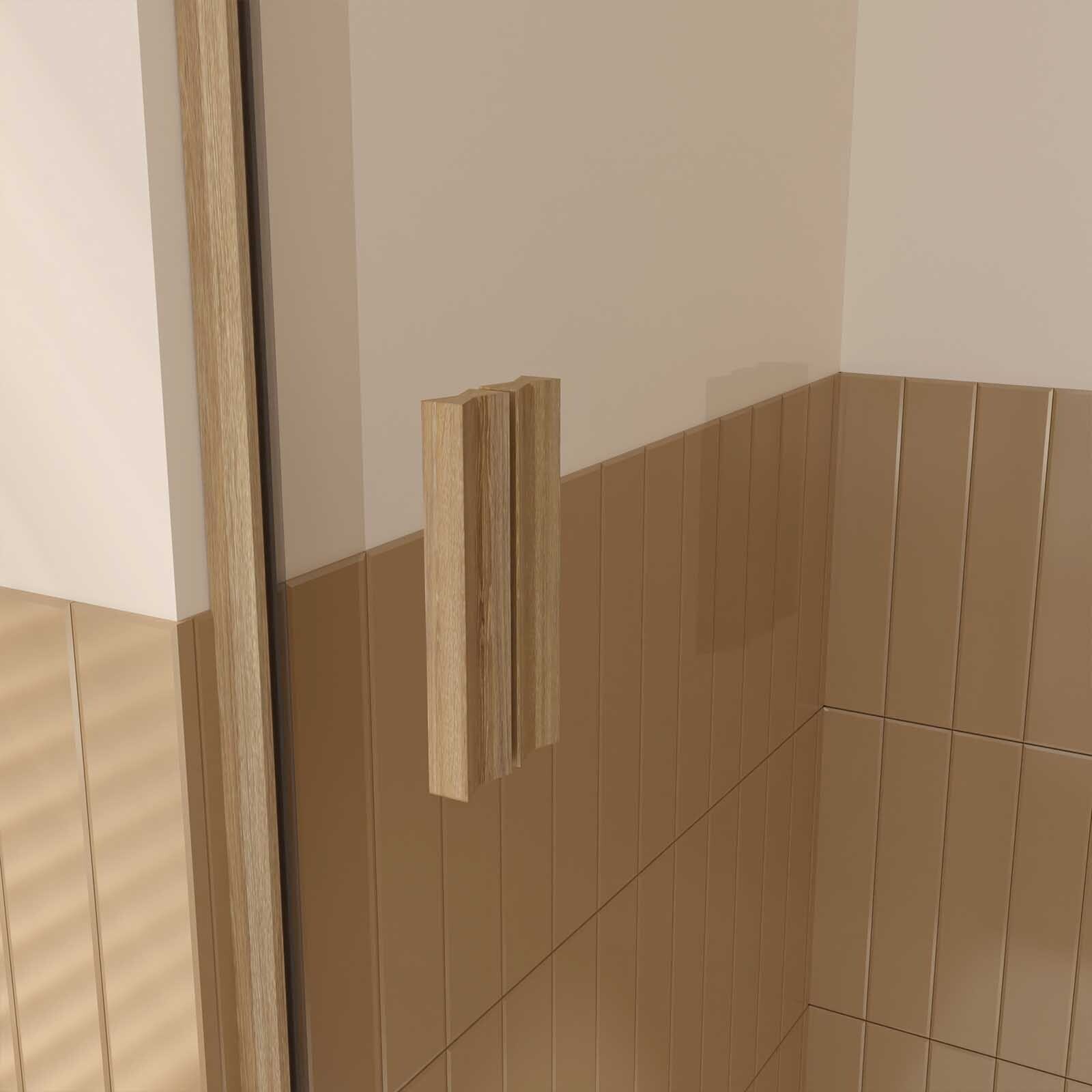 Porte de douche Coulissante 120x200cm - Profilés Aluminium effet Bois - Verre 6mm - WOOD CRUSH
