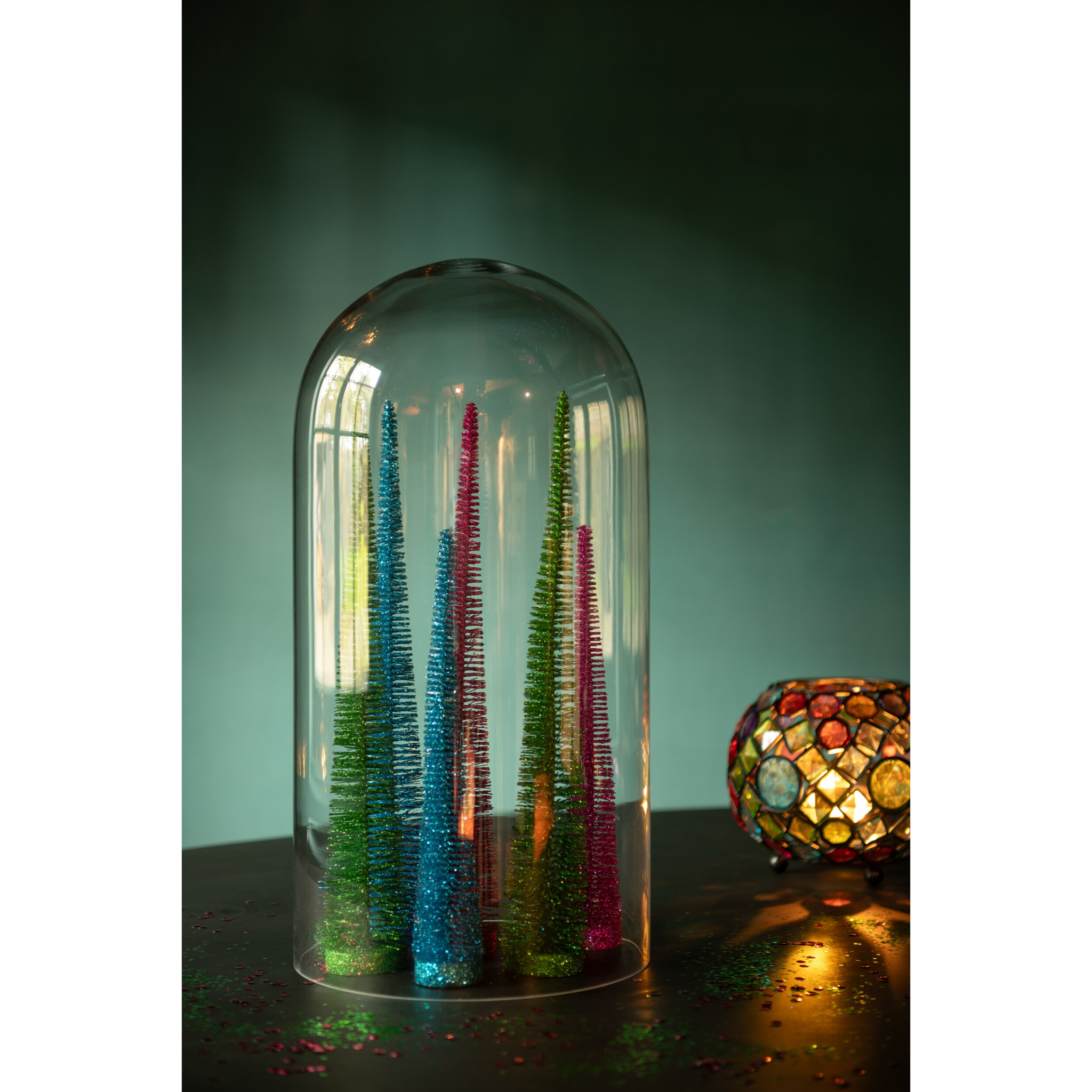 J-Line décoration Sapin De Noël Paillettes - plastique - vert - boîte de 3