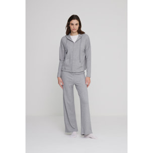 Completo loungewear donna linda in maglina a coste con zip Noidinotte
