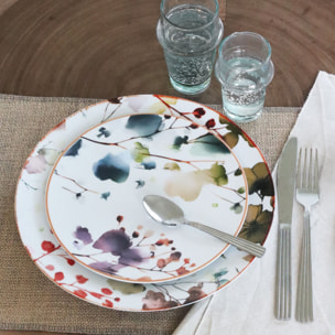 Lot de 6 assiettes à dessert en porcelaine blanche 20cm AQUARELLE