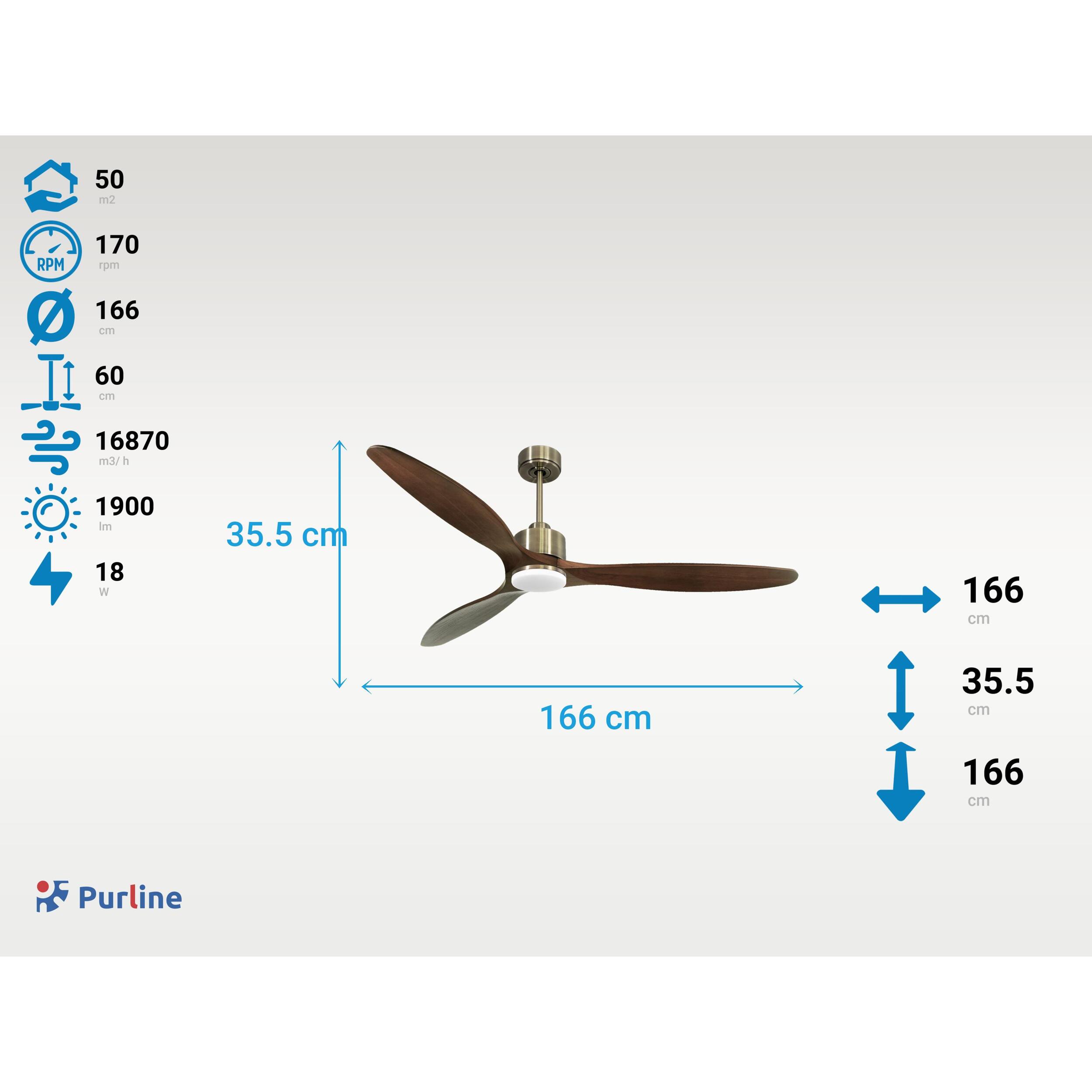 Ventilateur de plafond Réversible  Thermostat Dimmable Wifi Moteur à courant continu Toits en pente Télécommande Lumière à trois tons Hypersilence Mémoire