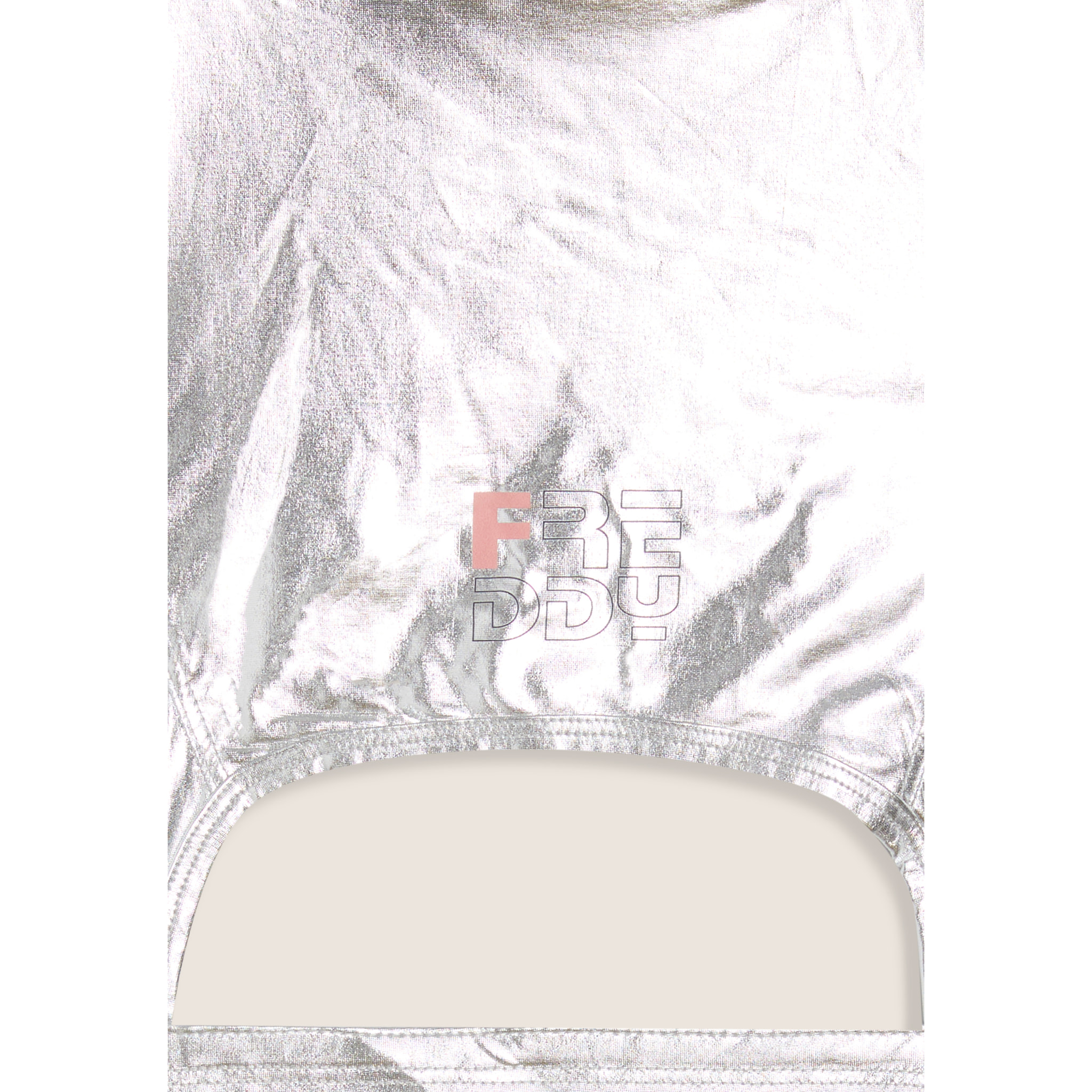 Top Bambina in Tessuto Tecnico Argento con Cut Out