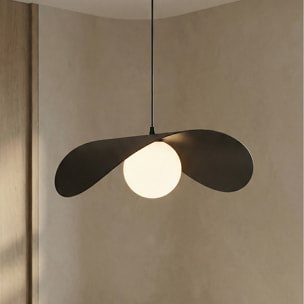 Lampada a sospensione Ritual con diffusore sferico in vetro e struttura nera