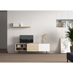 Bajo tv Biscuit roble claro y blanco 54x180x44 cm