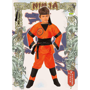 Costume Travestimento Carnevale Dragon Ninja Shaolin Arancione Bambino