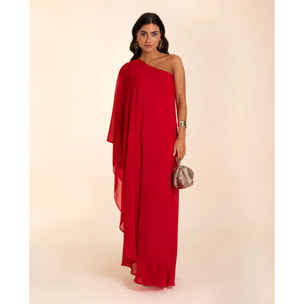 Vestido largo con capa asimétrico