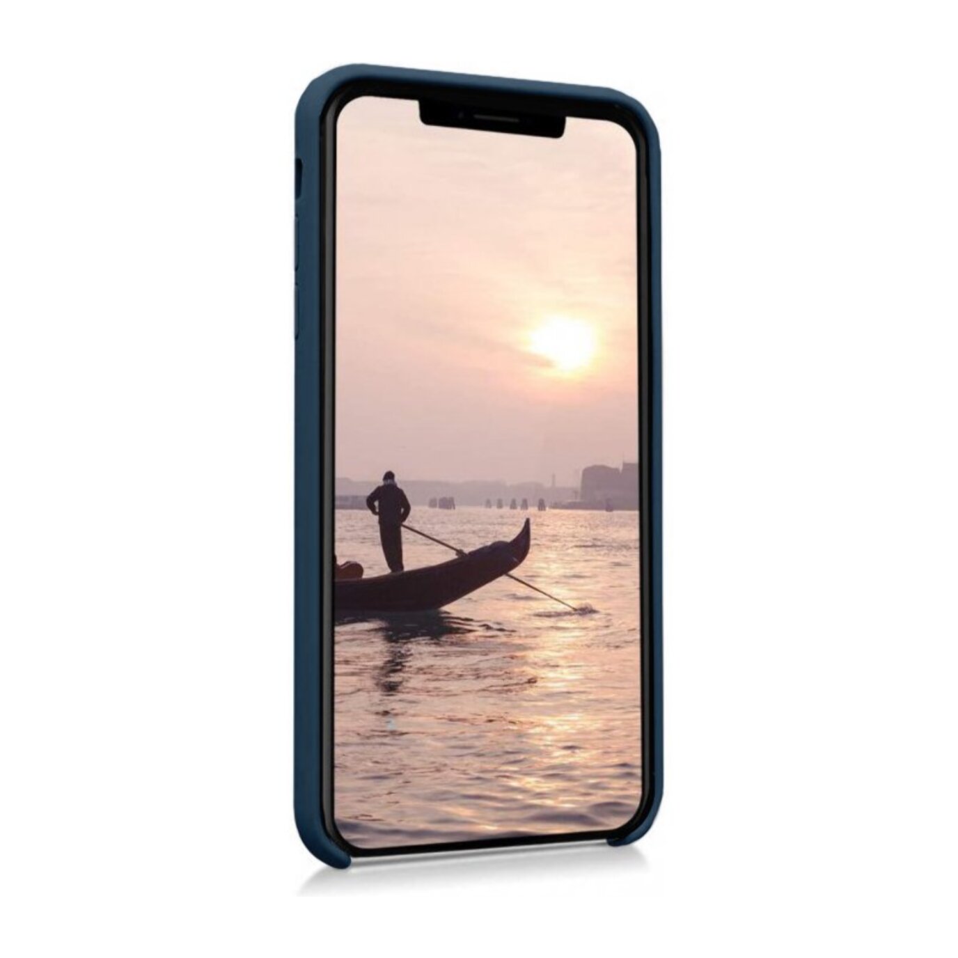 Coque iPhone X/XS Silicone liquide Bleu Marine + 2 Vitres en Verre trempé Protection écran Antichocs