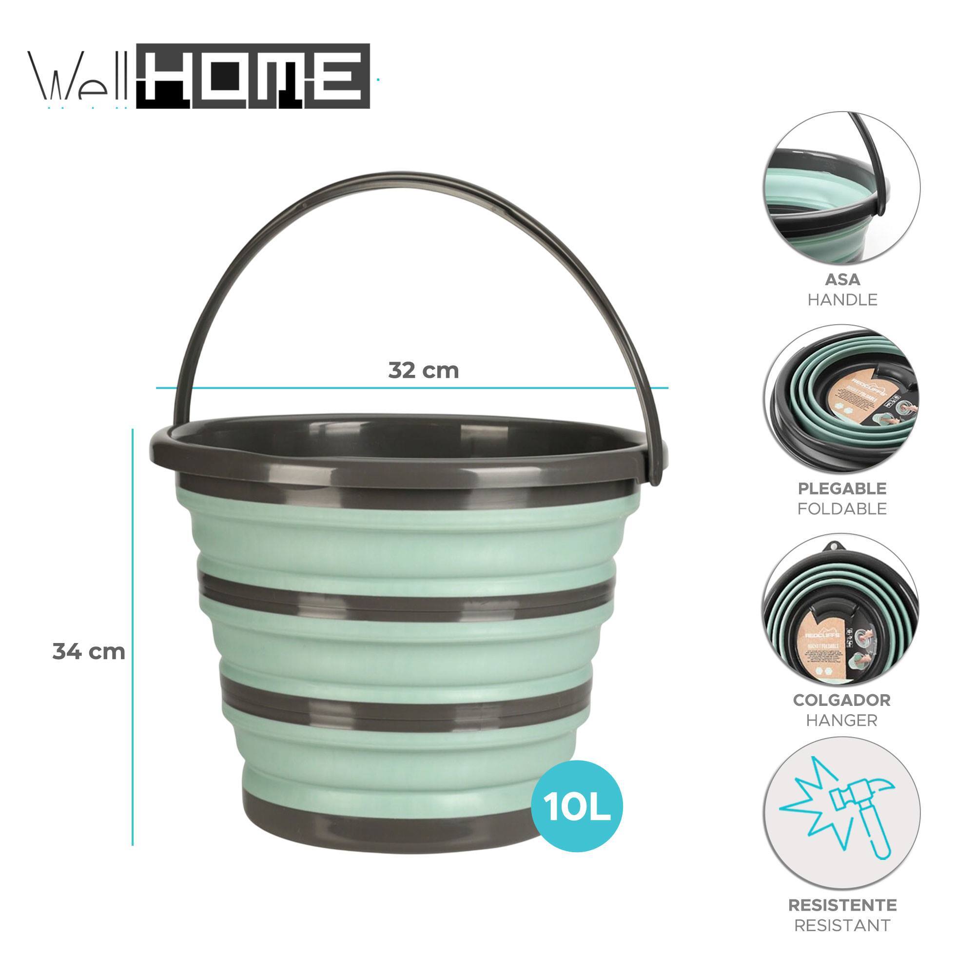 Well home cubo plegable 10l verde claro