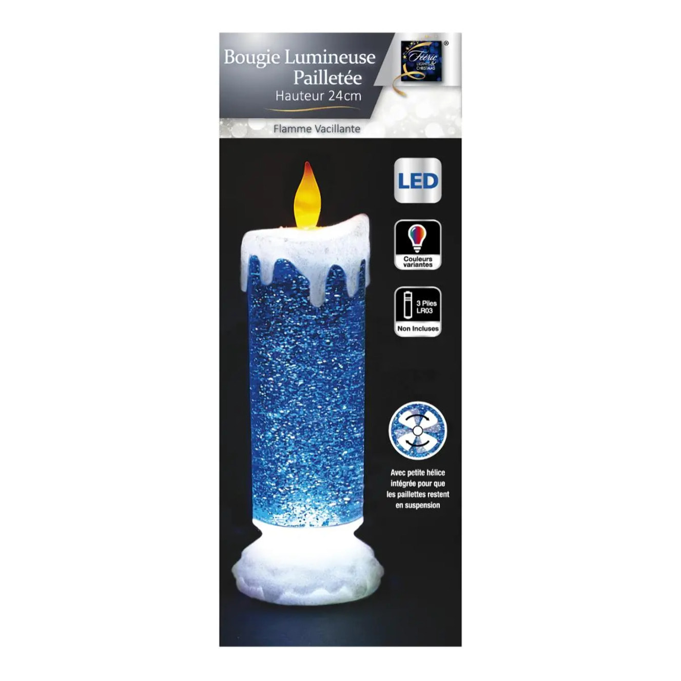 Bougie LED chandelle + paillette