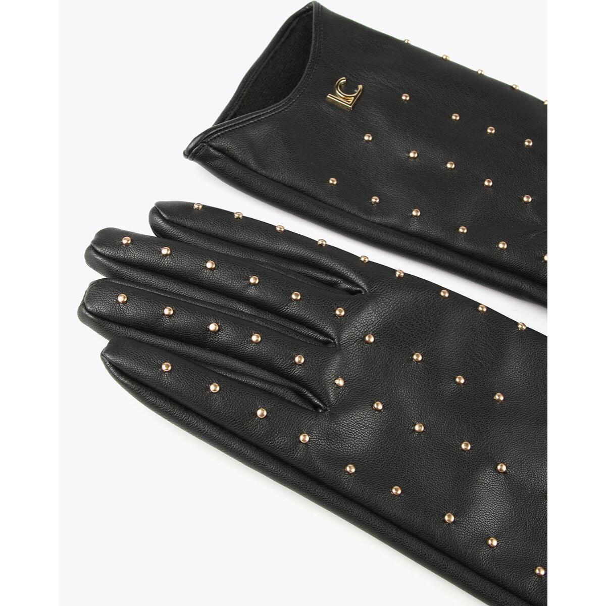 Guanto effetto pelle con borchie