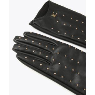 Guanto effetto pelle con borchie