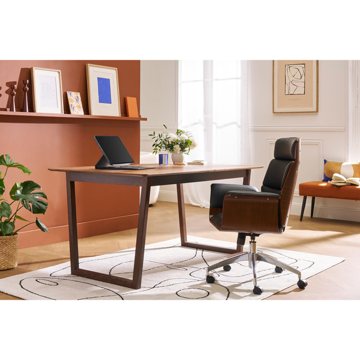 Table extensible rallonges intégrées rectangulaire en bois foncé noyer L160-240 cm LAHO