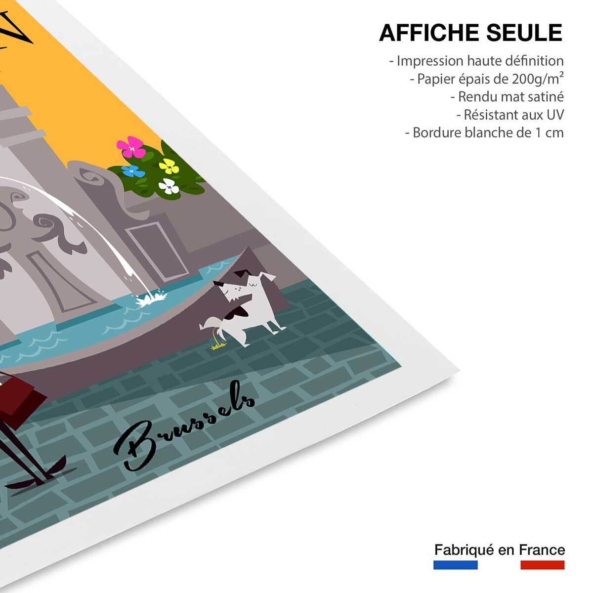 Poster retro manneken pis à bruxelles Affiche seule