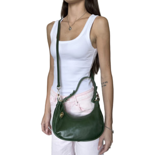 Borsa a Spalla Elegante Mezzaluna da Donna in Pelle Lucida