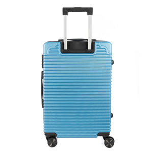 DAM Set di 3 valigie Trolley, in materiale leggero ABS ad alta resistenza con angoli rinforzati. Serratura numerica e 4 ruote doppie rimovibili e girevoli a 360°. 54x32x80 Cm. Colore: Blu Denim