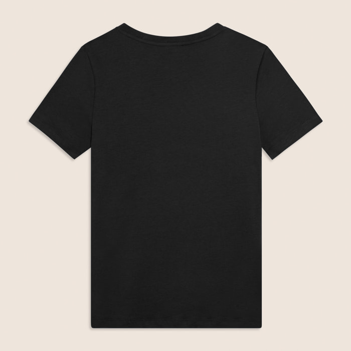 T-shirt Manica Corta con Decori Floreali e Borchie