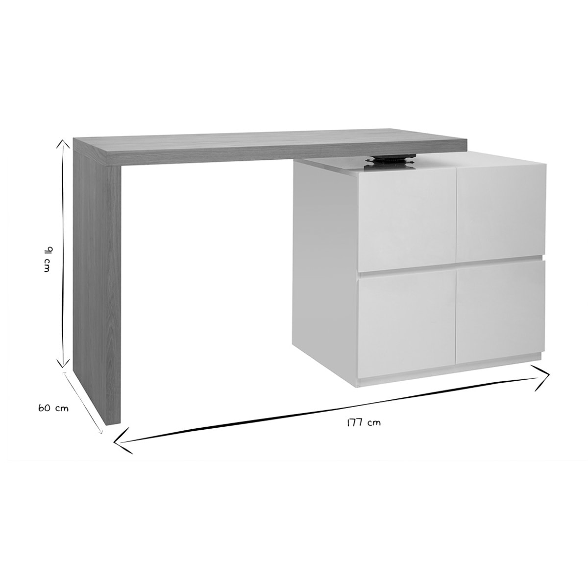 îlot - table de bar modulable avec rangement blanc mat et bois clair chêne L140-177 cm MAX
