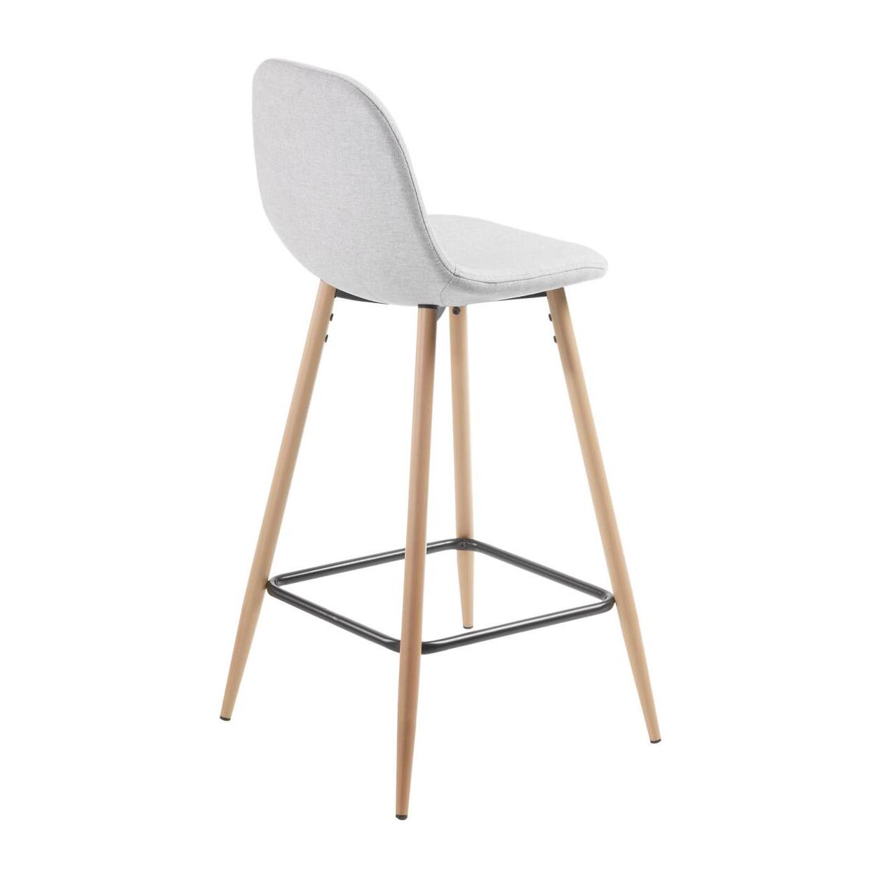 Kave Home - Sgabello alto Nolite imbottito in grigio chiaro con gambe in legno di faggio