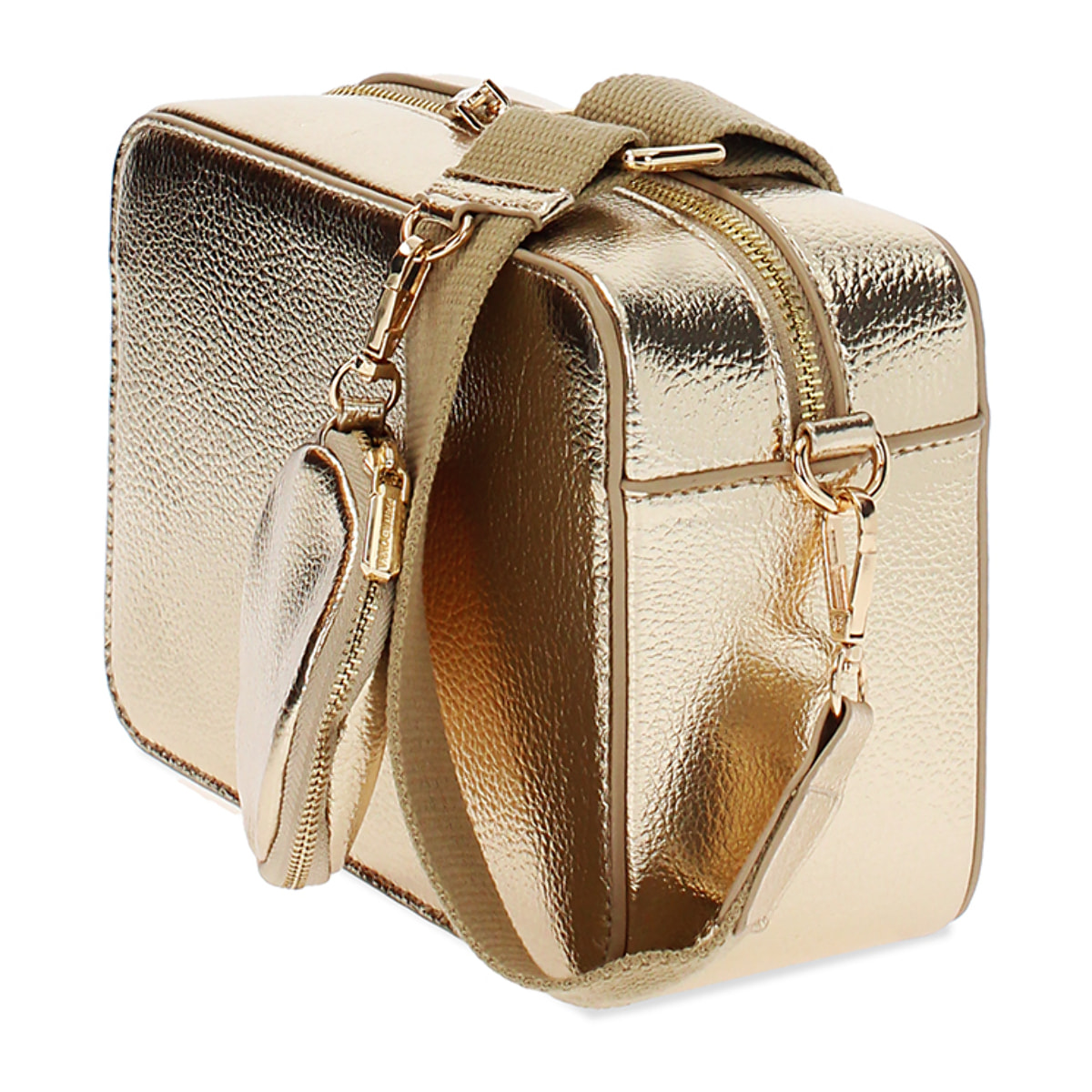 Mini bag a tracolla da donna oro in laminato