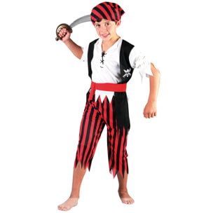 Travestimento Costume Carnevale Corsaro Pirata Rosso Nero Bianco Bambino