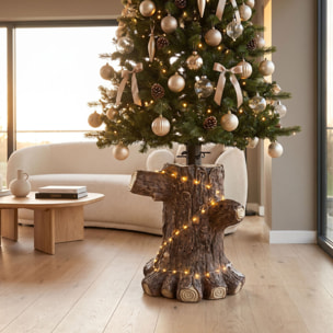 Base per albero di Natale effetto tronco con LED in magnesio e ferro - Multicolore