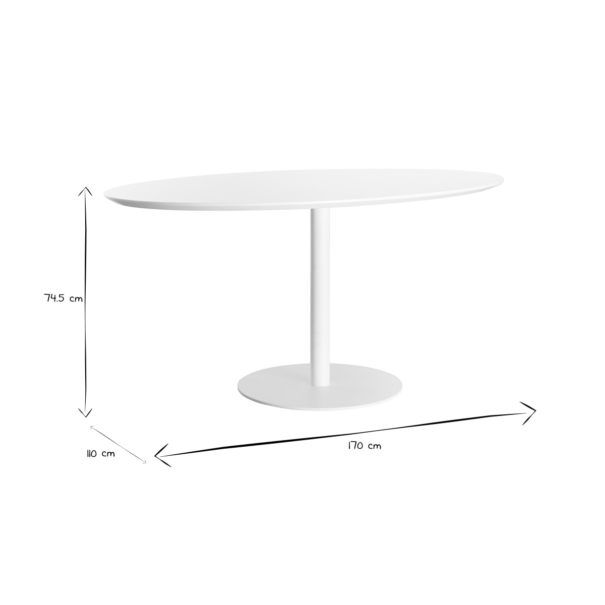 Table à manger design blanche ovale L170 cm HALIA