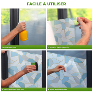 Adhésif Film Fenêtre Anti Regard Occultant - VITRAIL BLEU - Stickers Autocollant Brise-Vue pour Vitres & Porte de Douche - 40x100cm
