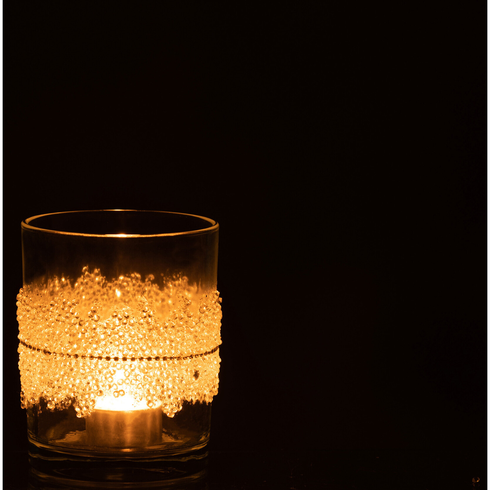 J-Line photophore Glace Diamant Lignes - verre - transparent - large