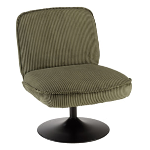 AGATHE - Fauteuil pivotant en tissu velours côtelé vert