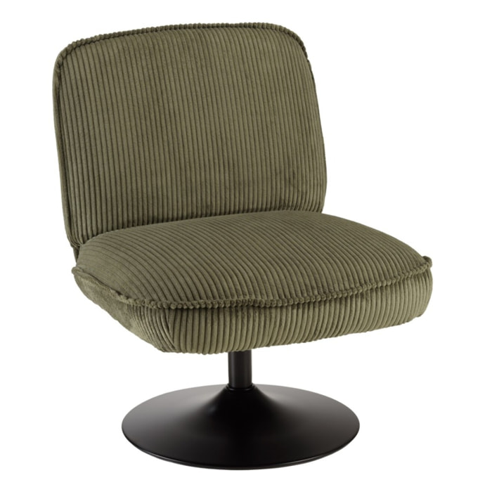 AGATHE - Fauteuil pivotant en tissu velours côtelé vert