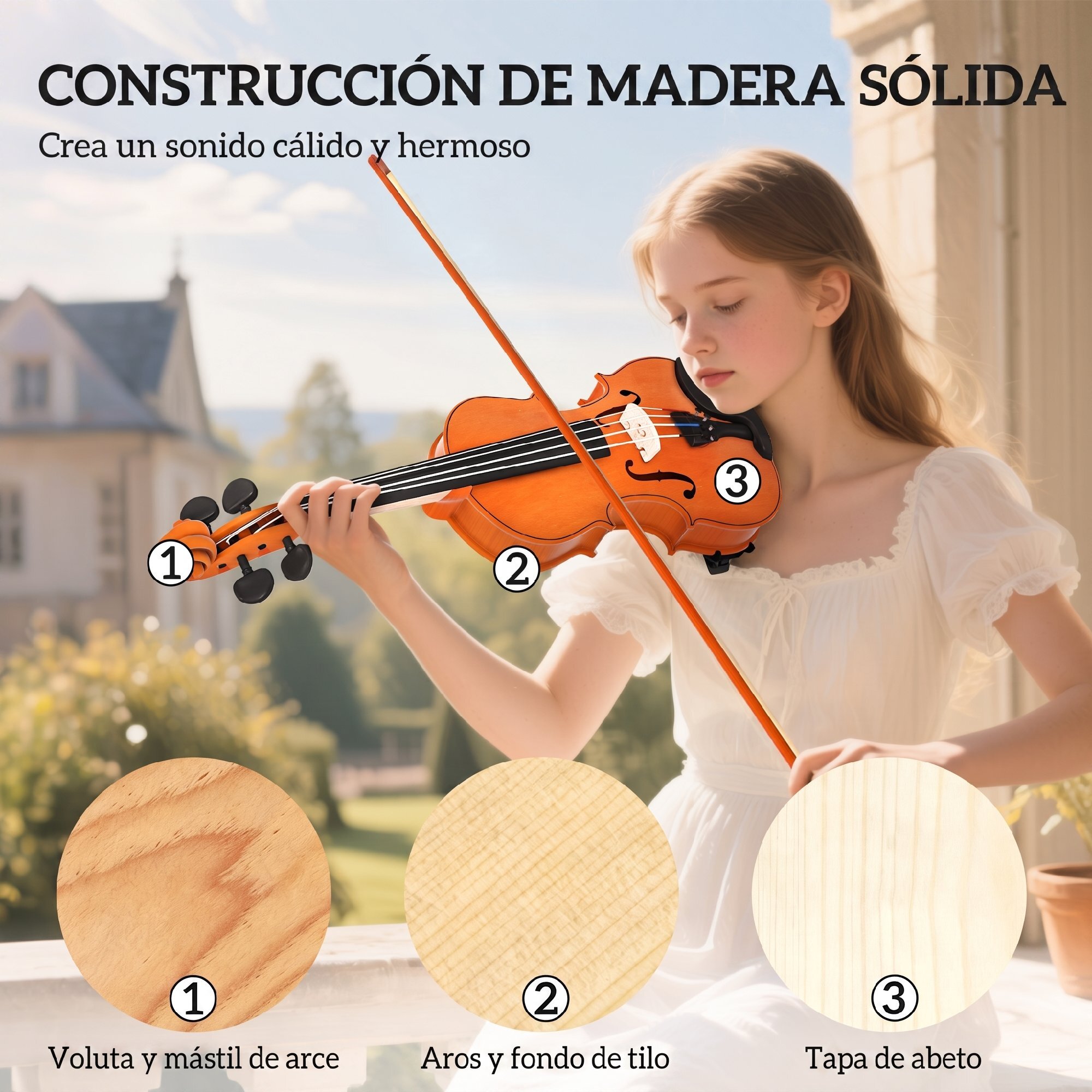Violín 4/4 de Tamaño Completo de Madera, Set de Violín para Principiantes, Adultos y Niños, con Estuche Ligero, Arco, Colofonia, Afinadores, Cuerdas y Soporte para Hombro, Marrón