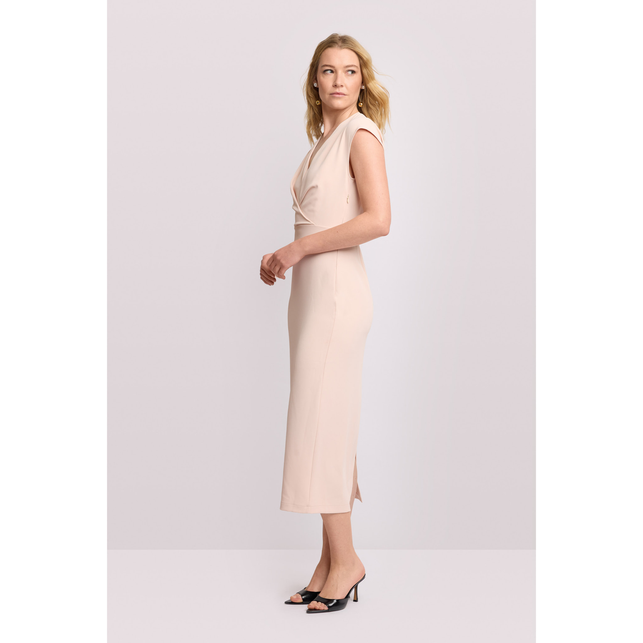 Kocca - Abito midi con spacco Donna, Tinta unita, Scollo a V